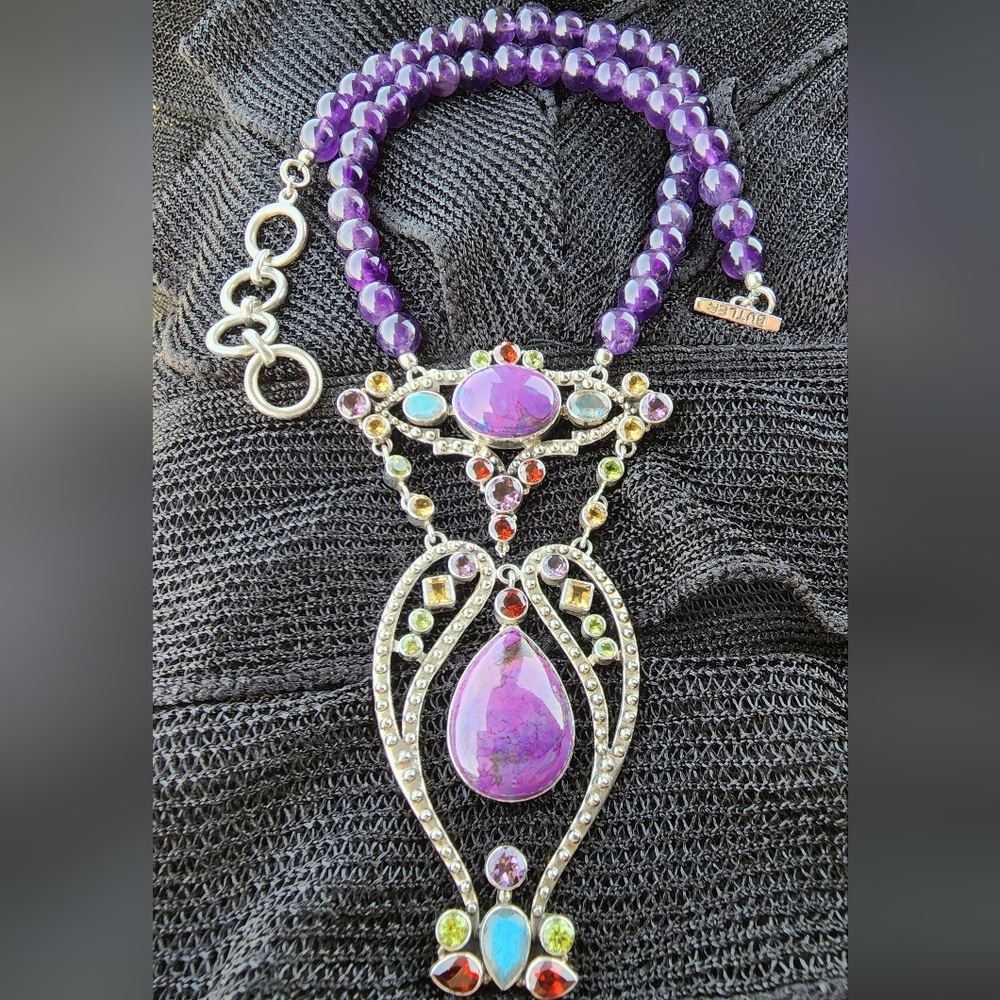 NICKY BUTLER RAJ Limited #35/75 Multi Gemstone NB Necklace 925 Sterling Silver - Picture 13 of 14